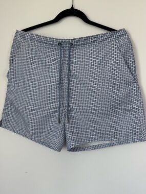 Ted Baker Blue & White Patterned Drawstring Swim Shorts